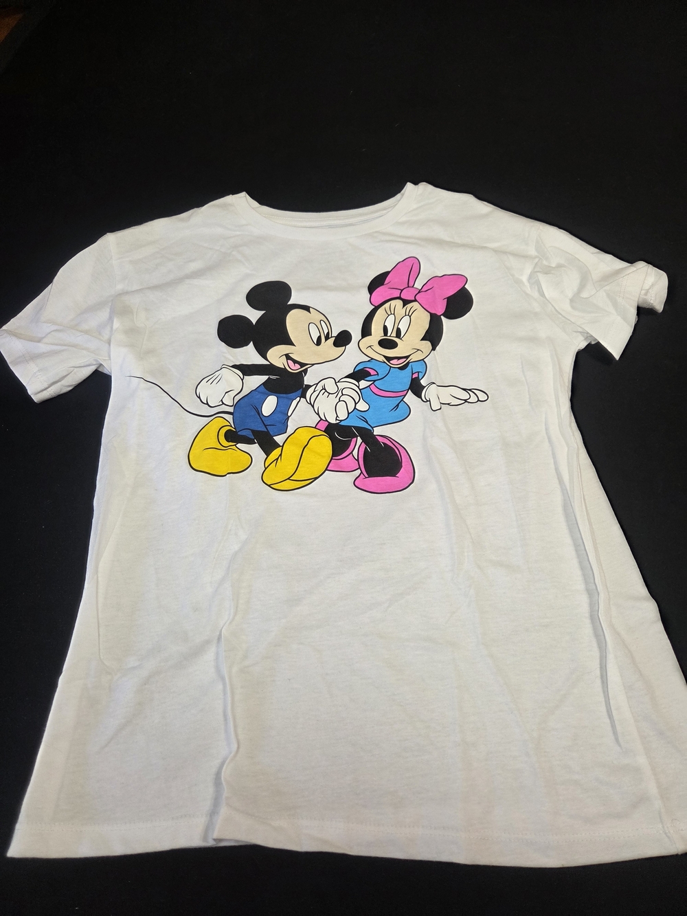 Disney White Tee with Mickey & Minnie Color Pop Graphic